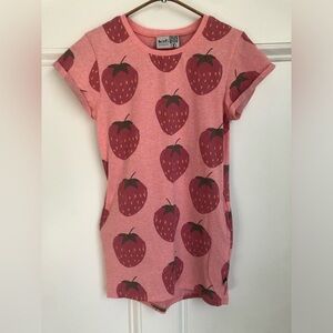 Strawberry Print Pink Kids Casual Dress by Minti Melbourne 8